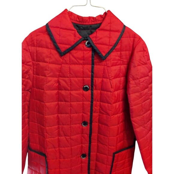 Vintage White Bear of St Paul Red Navy 1970's Quilted Button Puffer Coat Small - Picture 6 of 10